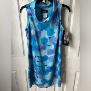 NWT Vintage Blue Circle Pattern Sleeveless Dress - Size 4P